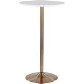 Pebble 23" Adjustable Dining to Bar Table in White Wood & Gold Metal